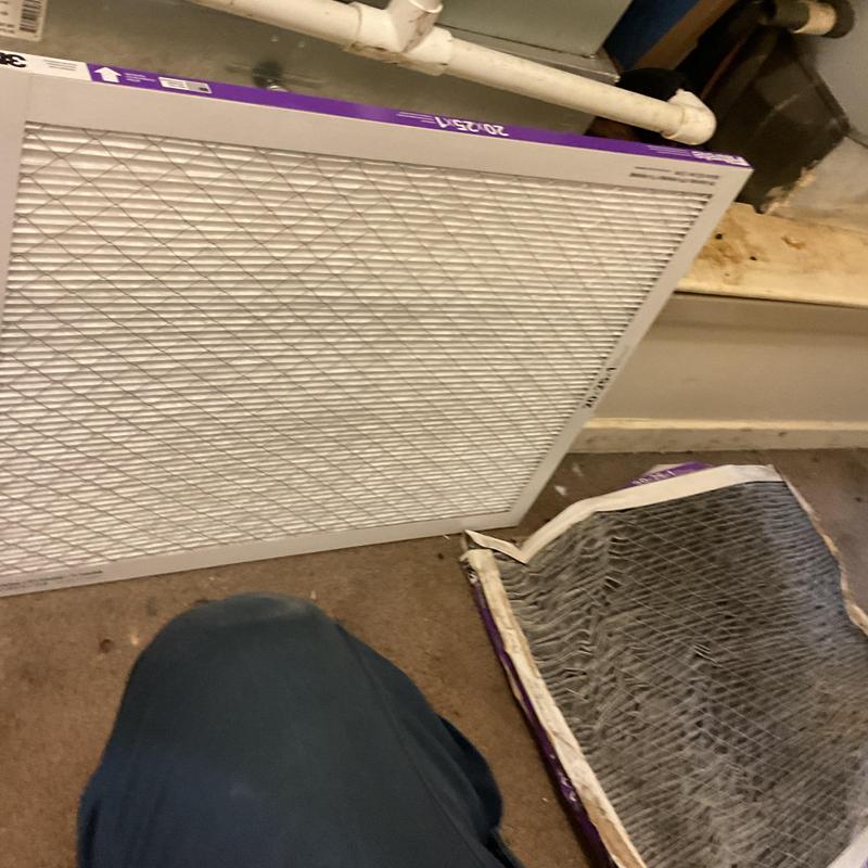 HVAC unit air filters, new and used side by side HVAC unit air filters, new and used side by side