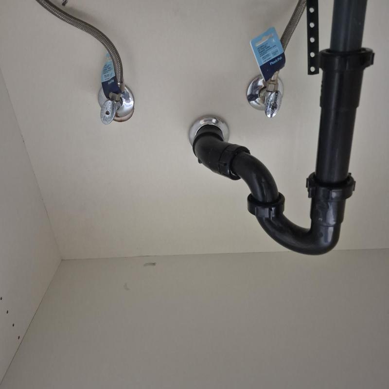 Quarter turn angle stop valves with supply lines and drain pipe