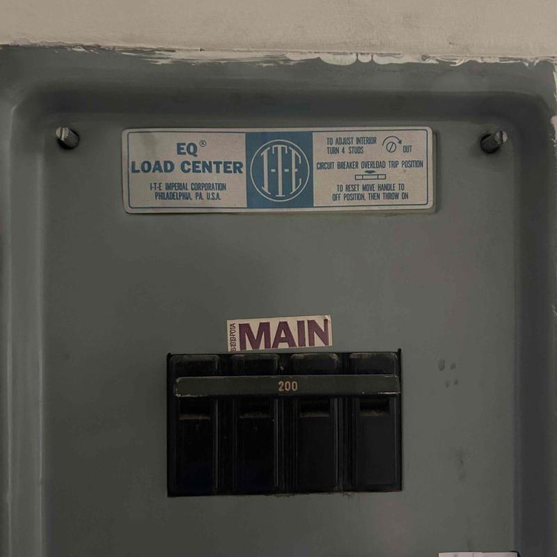Electrical load center main breaker panel interior Electrical load center main breaker panel interior
