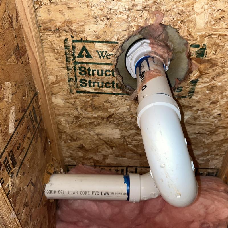 Shower flange and PVC drain piping installation Shower flange and PVC drain piping installation
