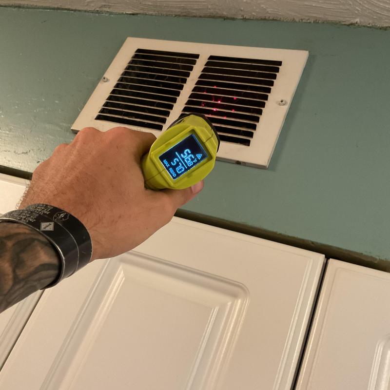 Air vent temperature check using infrared thermometer Air vent temperature check using infrared thermometer