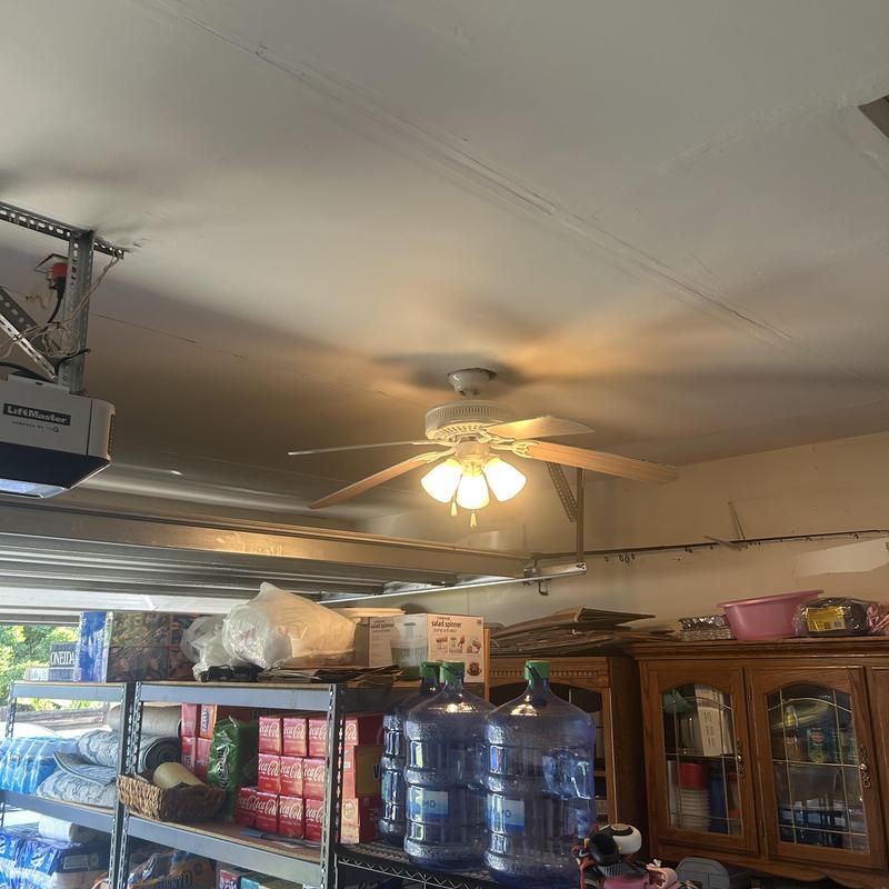 Ceiling fan lighting with restored power in garage