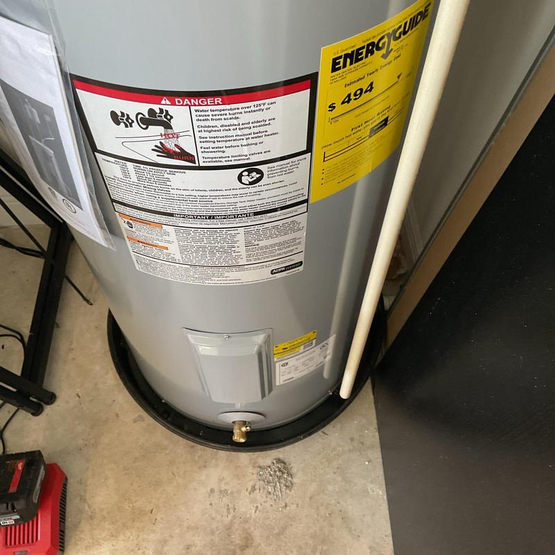 50-gallon A.O. Smith electric water heater installed