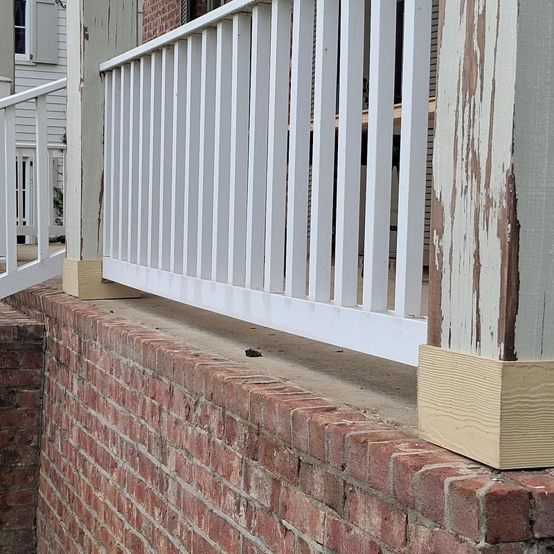 Hardie board wrap on porch columns and trim