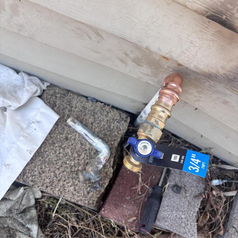Outdoor hose bib with ball valve and copper piping
