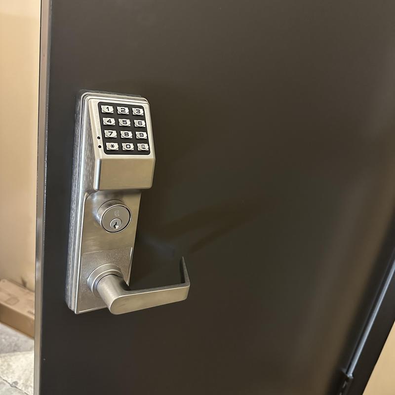 Commercial keypad door lock installation on metal door Commercial keypad door lock installation on metal door