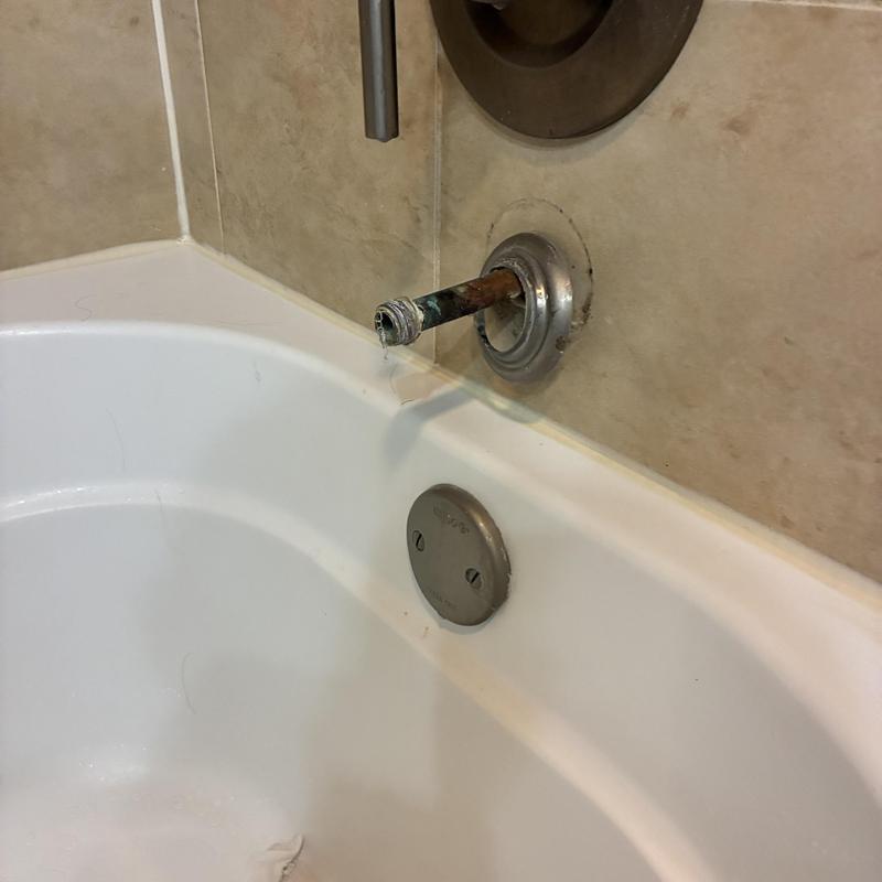 Tub spout with corroded stem missing fixture handle