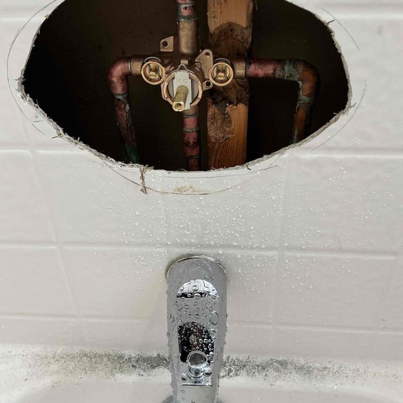 Moen Posi-Temp shower valve installation behind tiles