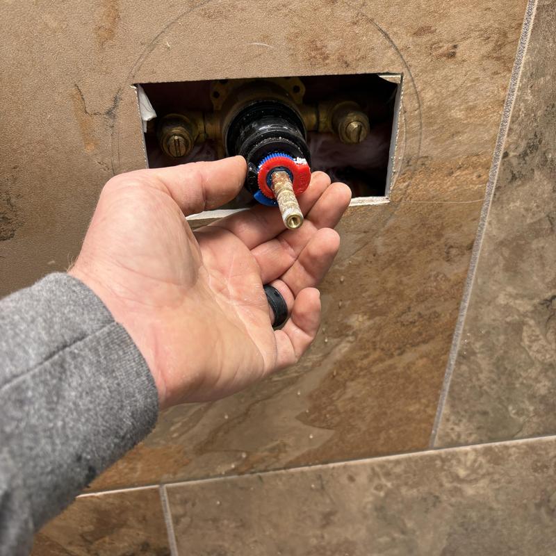 Danze shower cartridge installation in tiled wall cavity