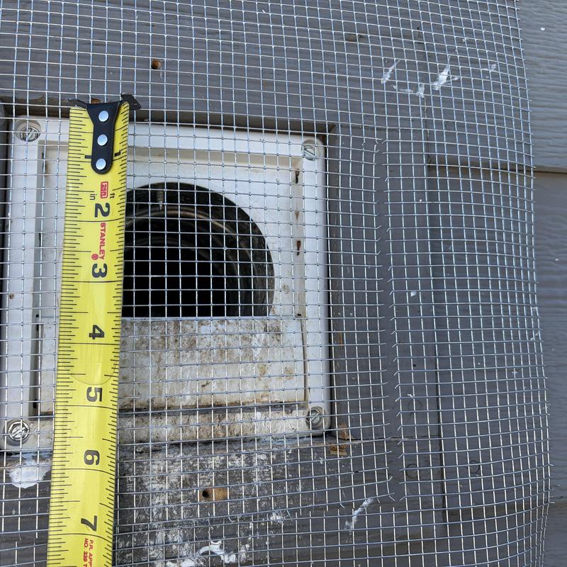 Bathroom exhaust vent with protective screen and measuring tape Bathroom exhaust vent with protective screen and measuring tape