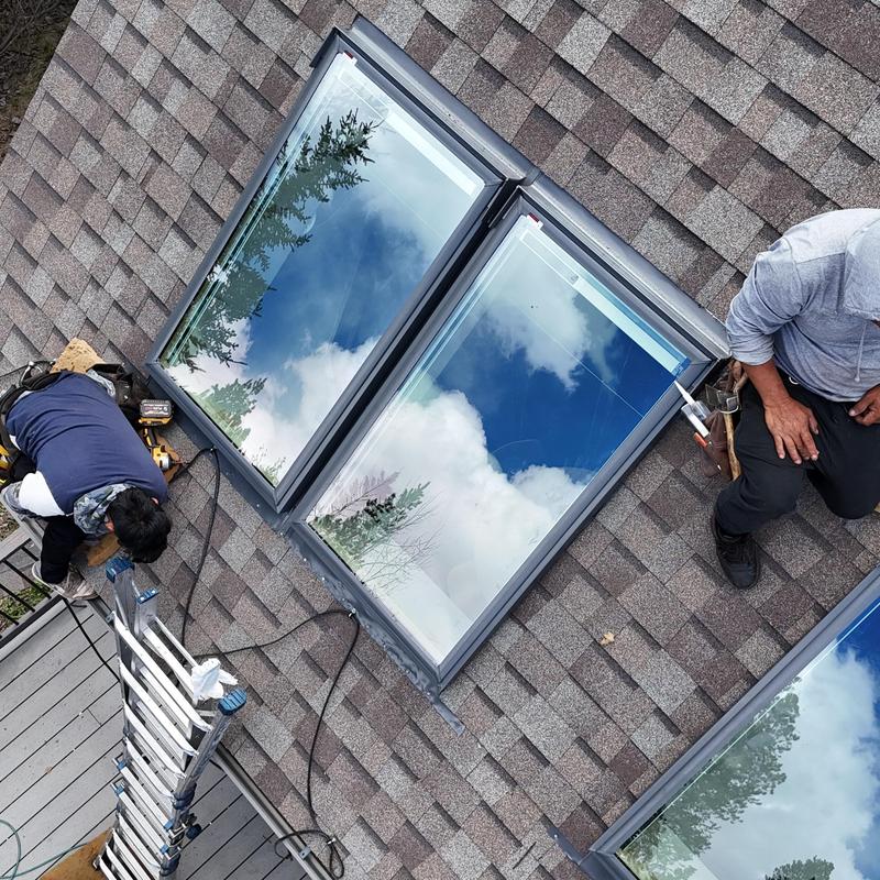 VL Luxe solar shade skylights installation on roof