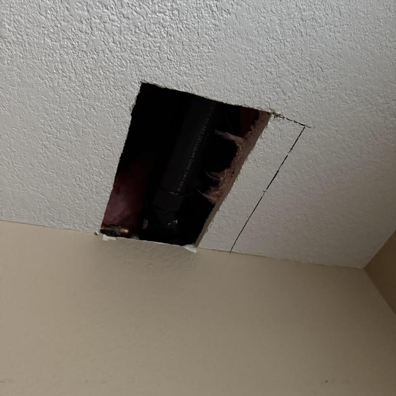 Ceiling access opening for hot and cold water line repipe