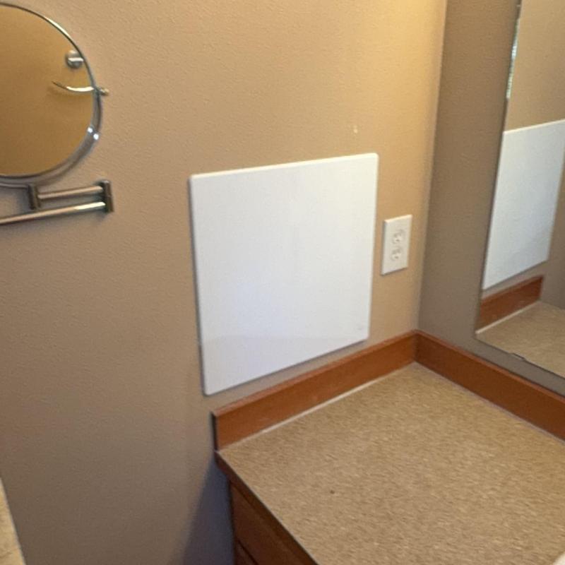 Access panel 14x14 installed above bathroom counter