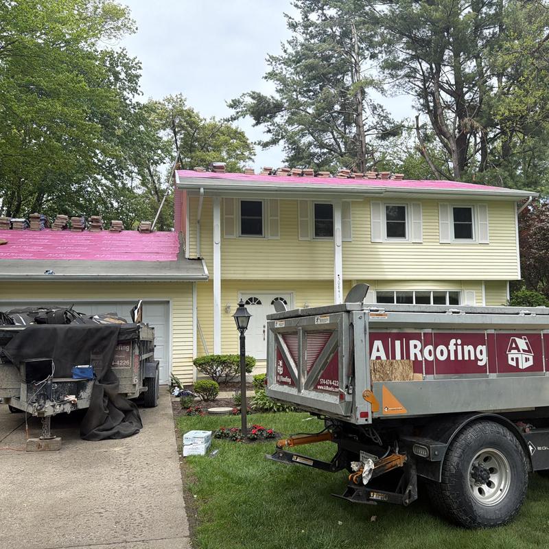 Roof underlayment installation on new residential roof