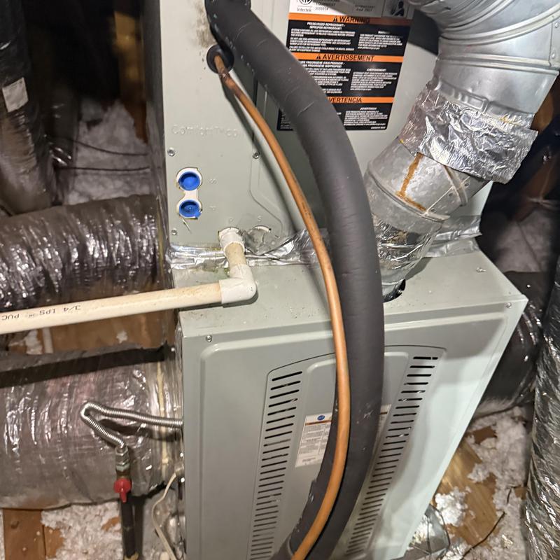 Furnace unit with ventilation and piping in attic Furnace unit with ventilation and piping in attic