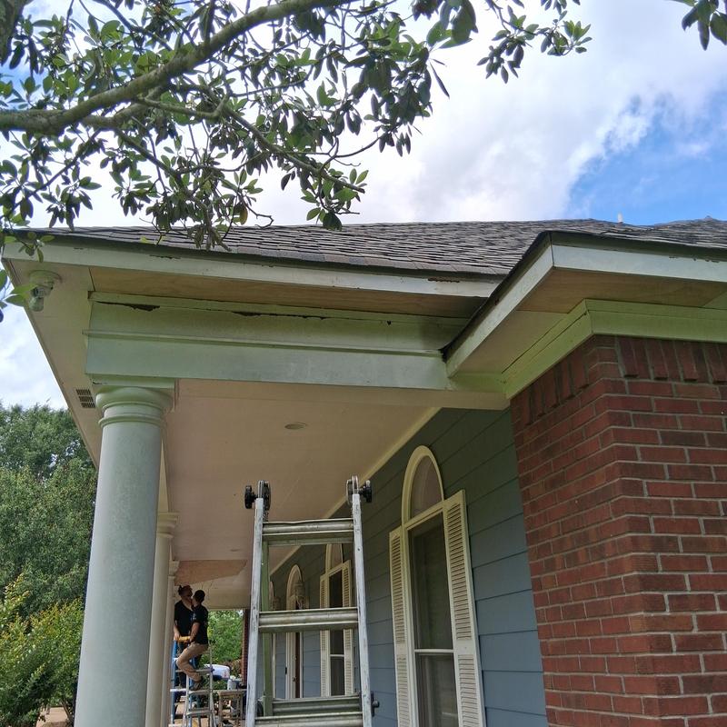 Soffit replacement on residential front porch roof