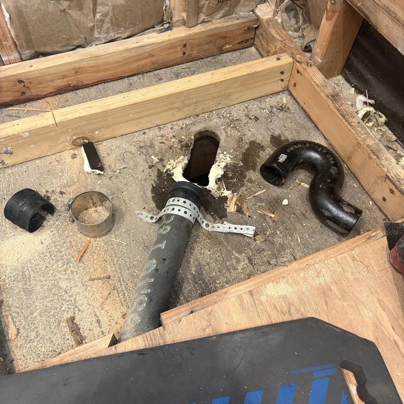 Cast iron P-trap and drain pipe with couplings