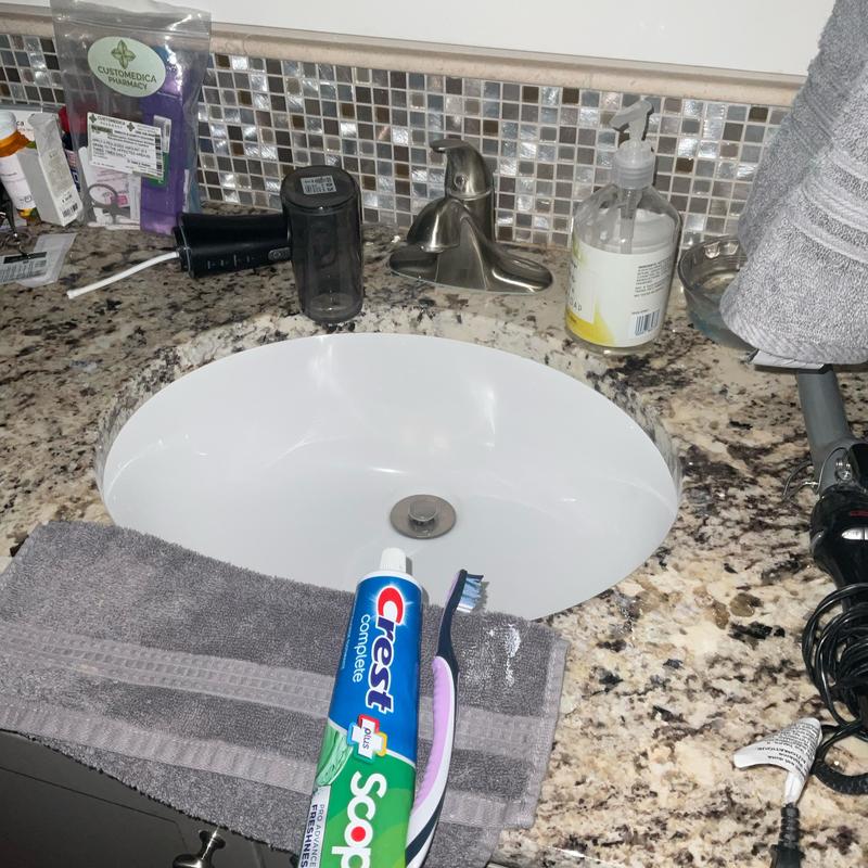 Lavatory faucet and sink installation on bathroom counter