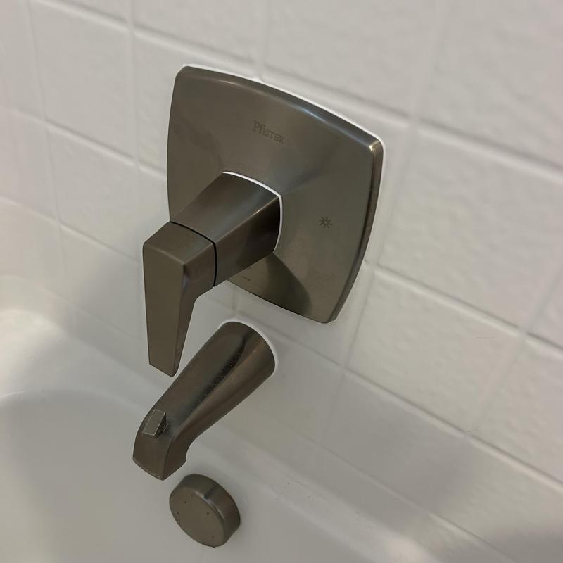 Shower valve trim and faucet with tile wall