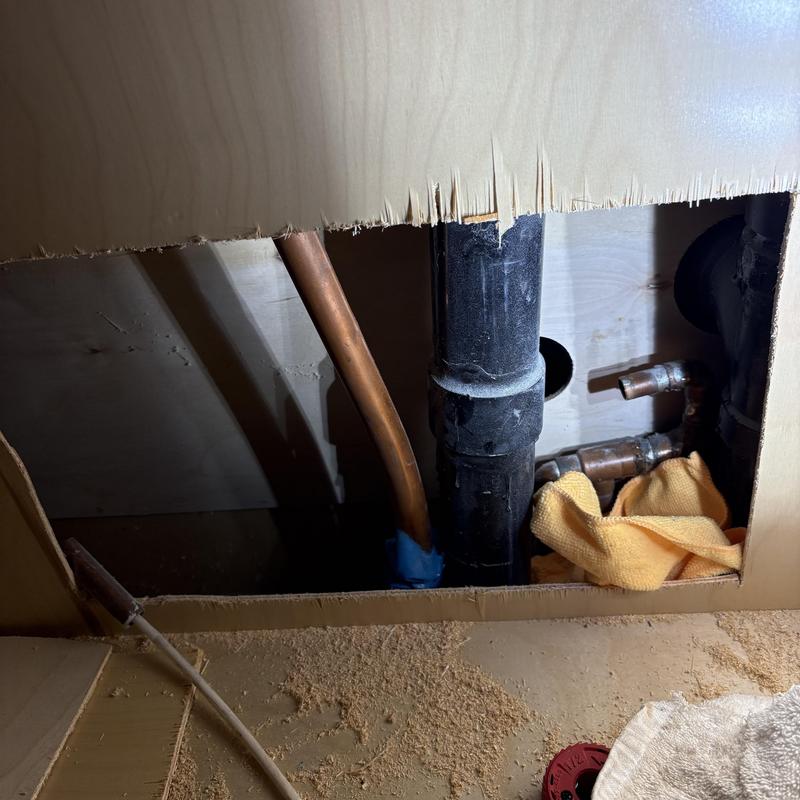 2-inch drain line spot repair inside wall cavity