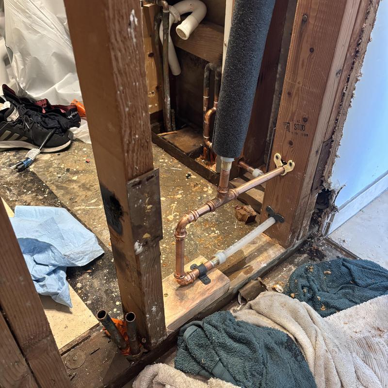 12 inch copper cold water line reroute with PEX 12 inch copper cold water line reroute with PEX