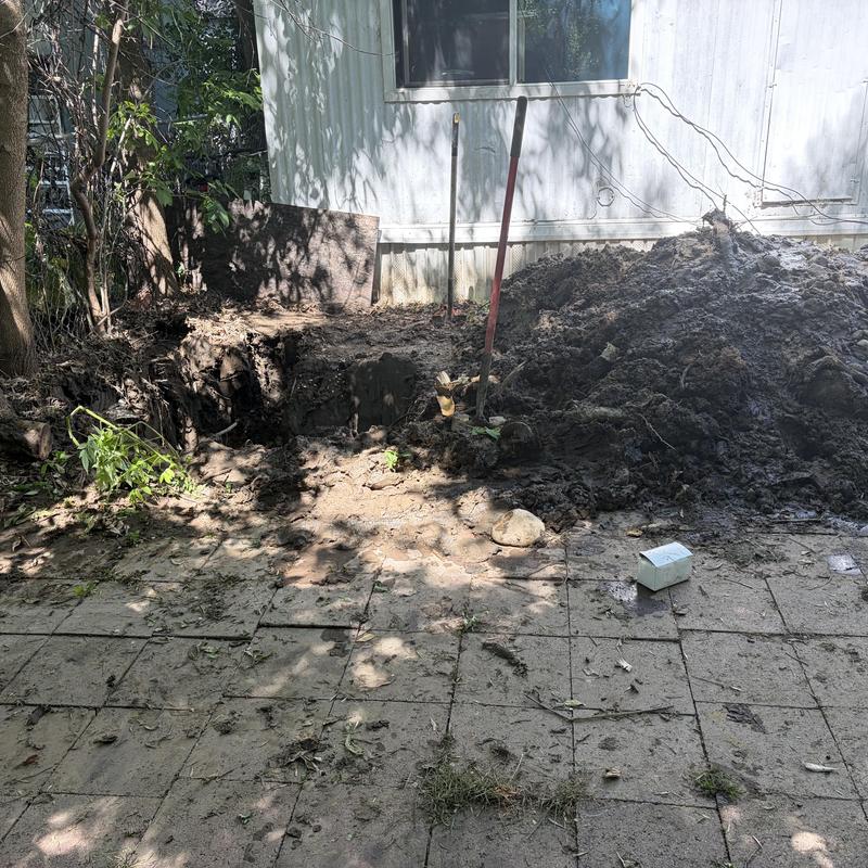 Water supply line excavation and temporary repair site Water supply line excavation and temporary repair site