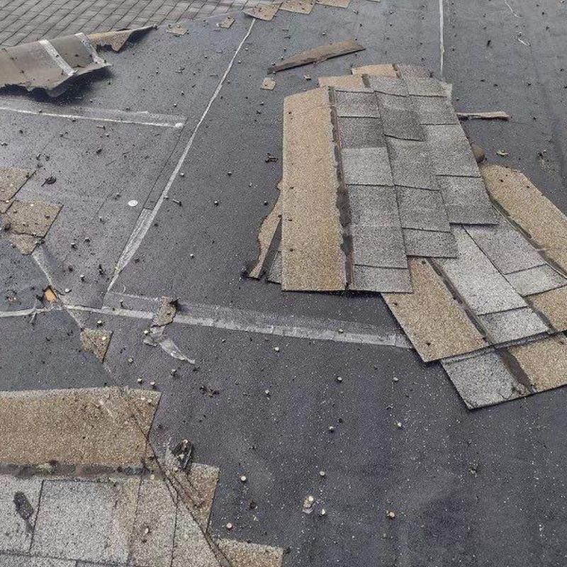 Shingle roof with damaged peel-and-stick underlayment Shingle roof with damaged peel-and-stick underlayment