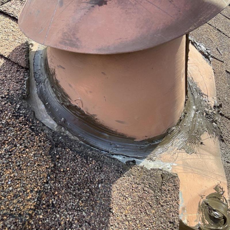 Roof vent flashing with sealed roofing cement