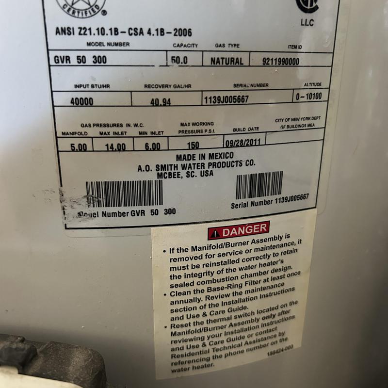 Water heater label and safety warning decals