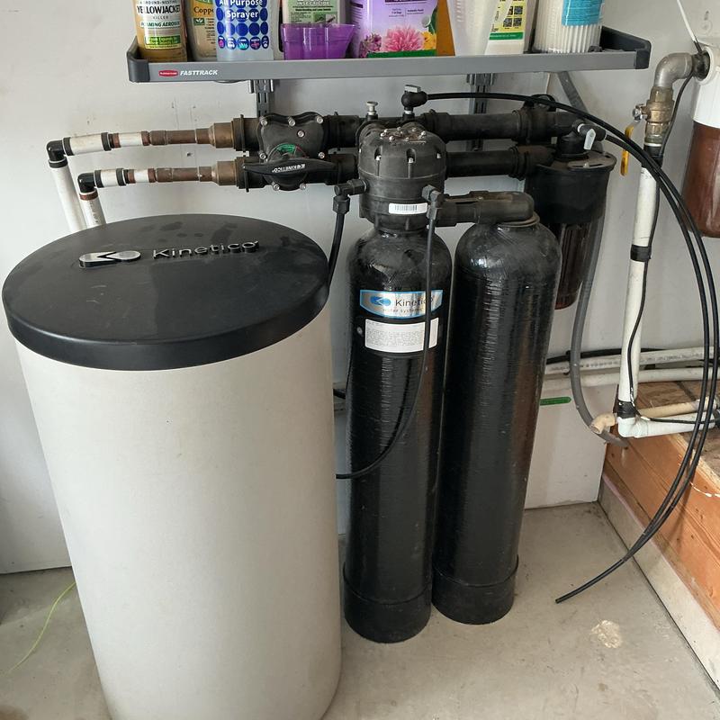 Kinetico water softener system with filter tanks