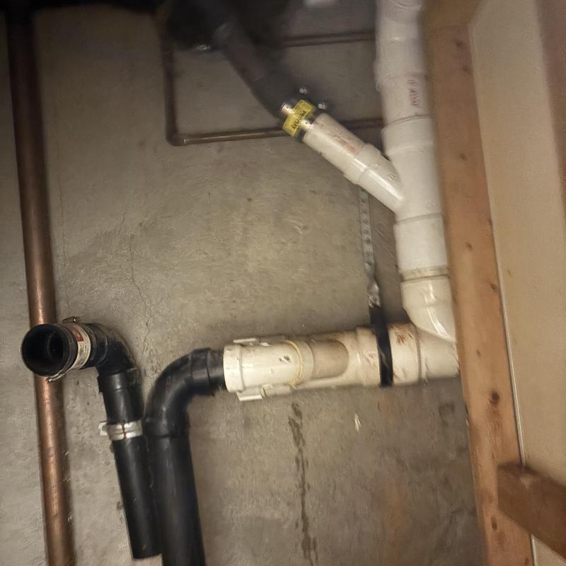PVC and cast-iron plumbing stack replacement in basement
