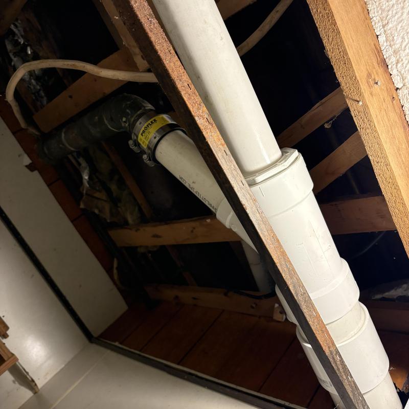 PVC drain pipe replacement in attic space