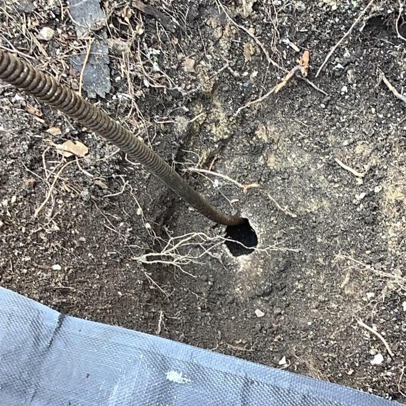 Main sewer line cleaning with drain snake under house