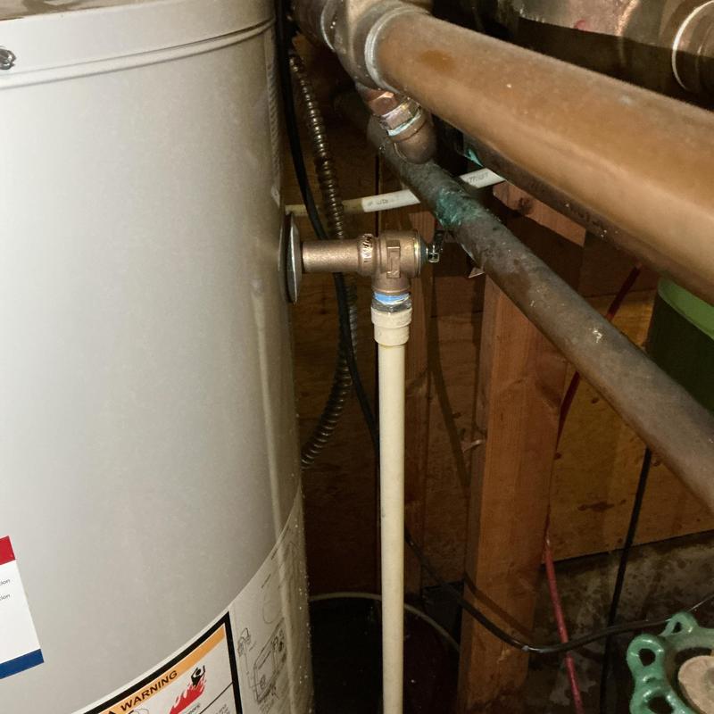 Water heater T&P valve and piping installation