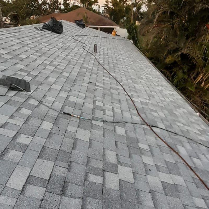 Shingle roof replacement with gray shingles in Cape Coral Shingle roof replacement with gray shingles in Cape Coral