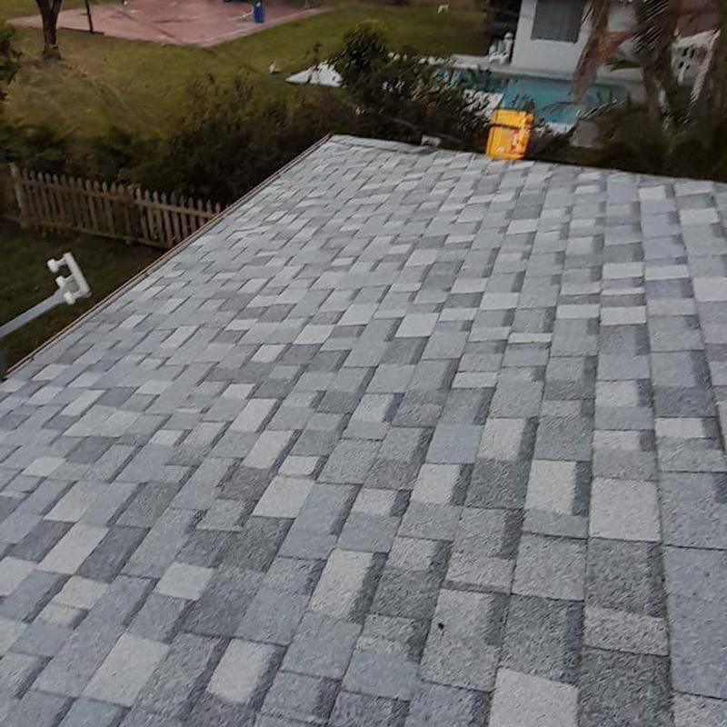 Shingle roof with new gray asphalt shingles in Cape Coral Shingle roof with new gray asphalt shingles in Cape Coral