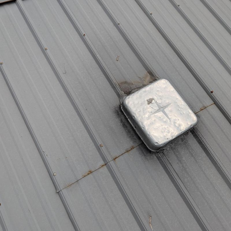 Metal roof vent with sealed edges and patching Metal roof vent with sealed edges and patching