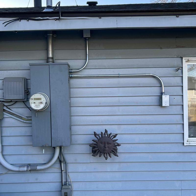 Square D HOM breaker panel with EMT conduit and junction box
