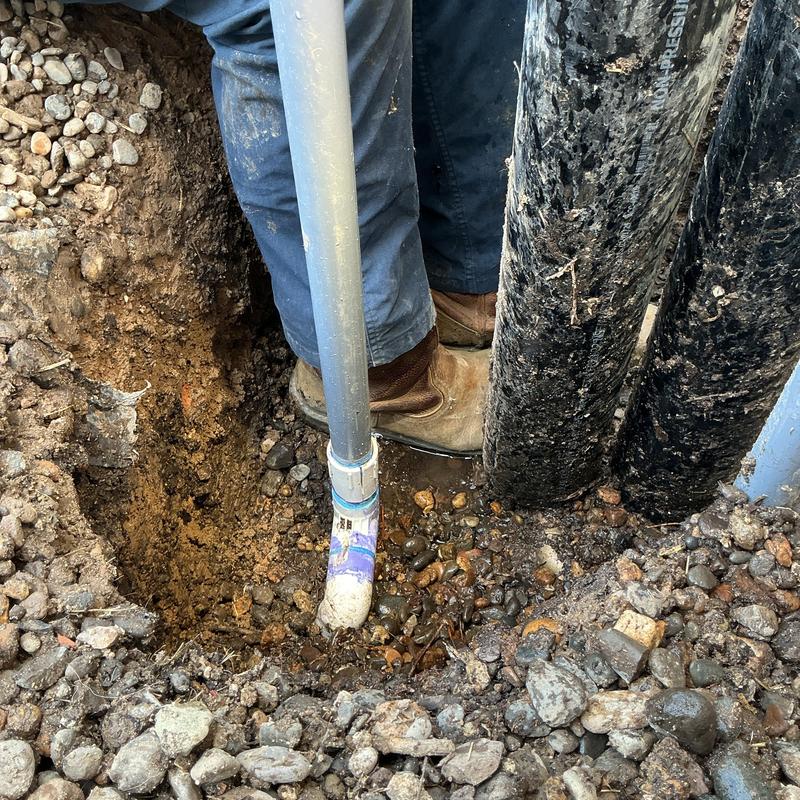 PVB valve broken fitting at bottom in gravel hole