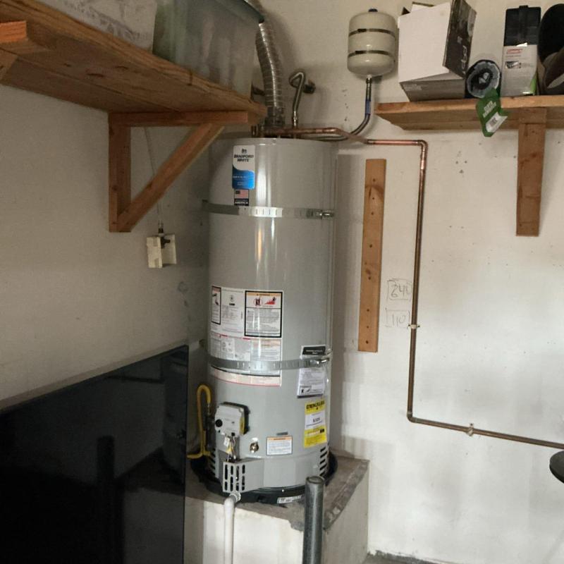 50-gallon water heater with copper piping installation