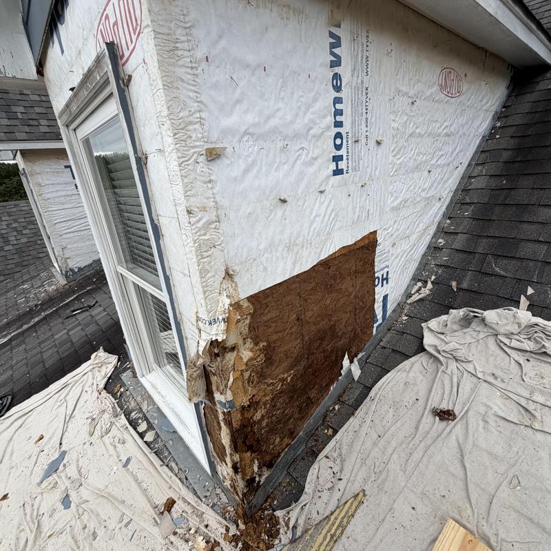 Dormer siding removal and water damage repair