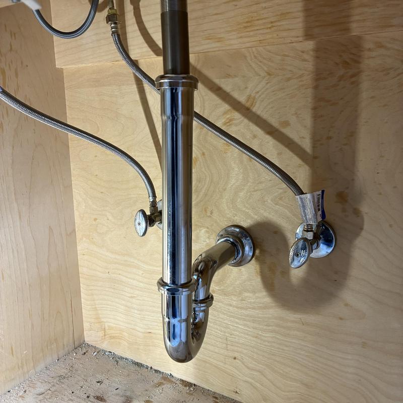 Basin faucet P-trap and supply line installation