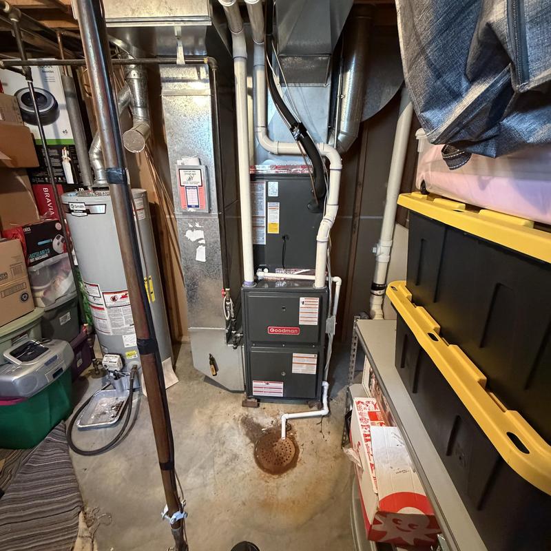 Goodman 97% efficient furnace installation in basement