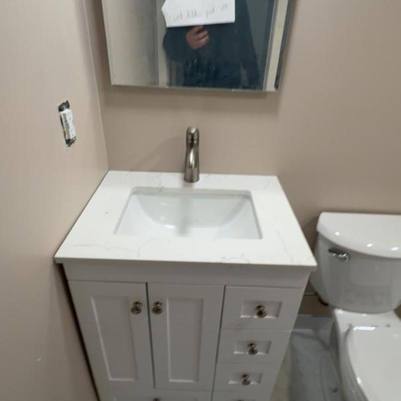 Bathroom sink with faucet and vanity installation