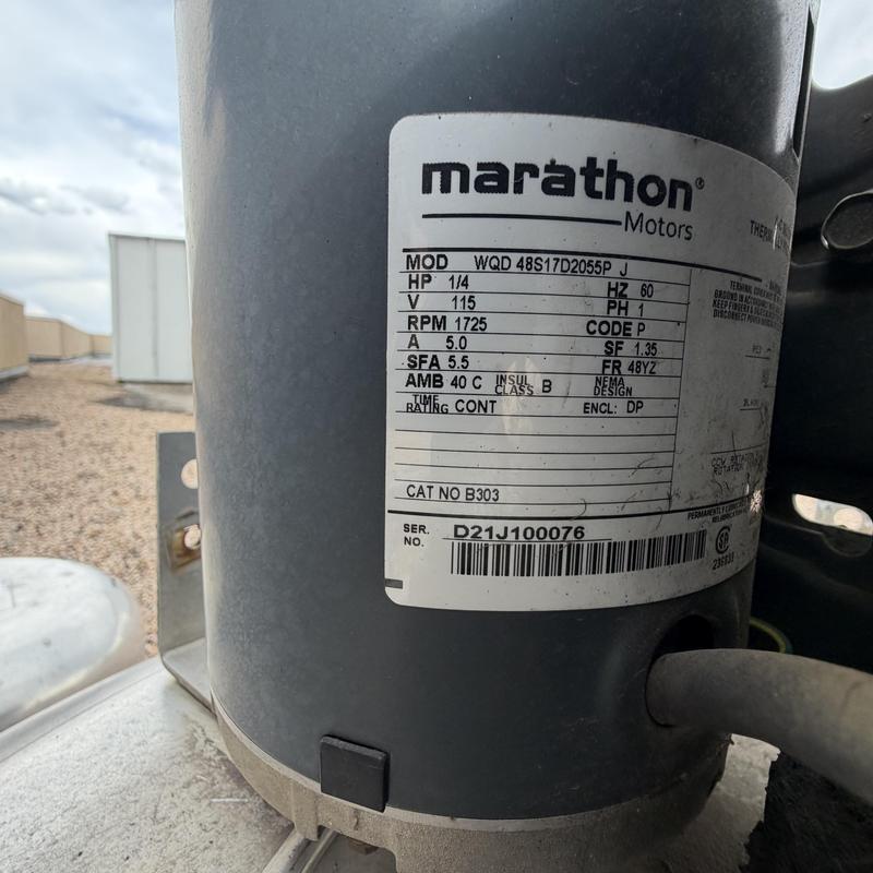 Marathon electric motor nameplate on HVAC unit Marathon electric motor nameplate on HVAC unit