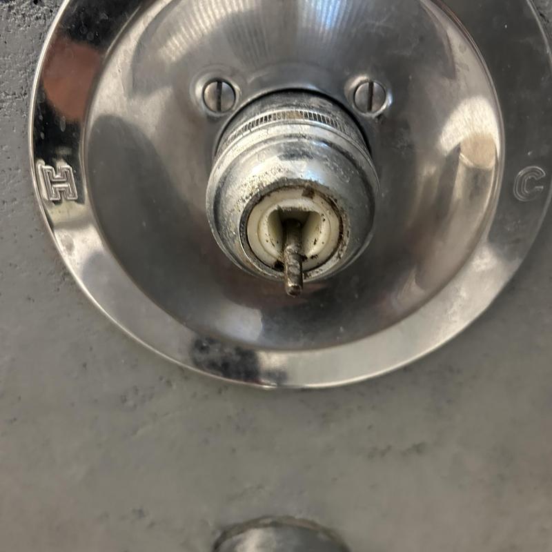 Shower valve stem with corroded handle removed