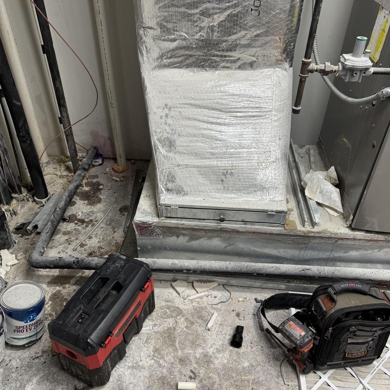 HVAC emergency drain pan and float switch area