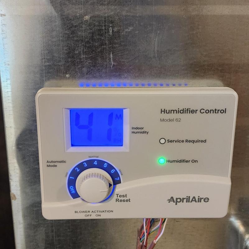 Aprilaire Humidifier Control panel with humidity display