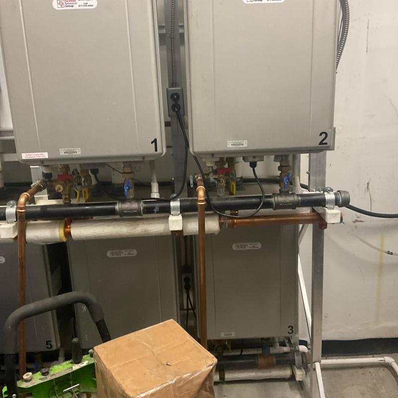 Tankless water heater with failed heat exchangers