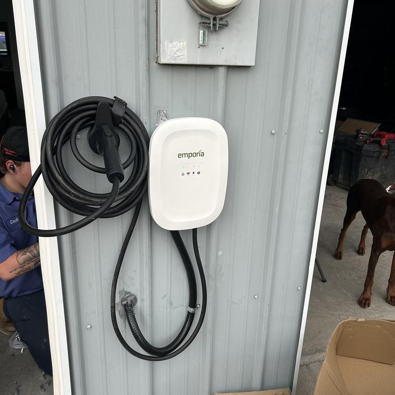 Level 2 EV charger with 50 amp breaker wiring installation